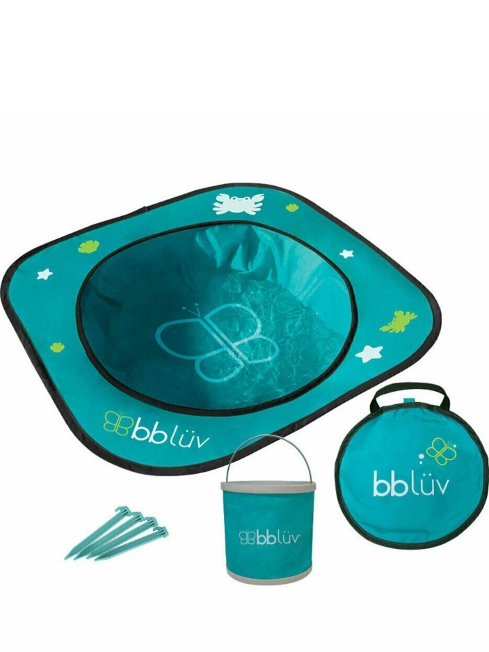 Teal Foldable Kids Play Pool with Carry Case and Bucket